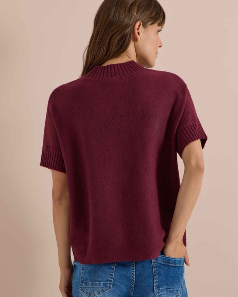 Dolman Kortärmad Stickad Tröja Dam Vinröd Red Wine Cecil | Smilebutiken - Cecil
