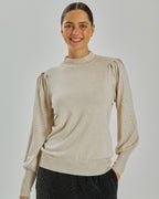 Dotka Finstickad Tröja med Strass Dam Beige Moonbeam | Smilebutiken – Freequent