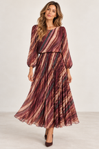 Eira Plisserad Klänning Dam Vinröd Bordo | Smilebutiken - Caramelle Fashion