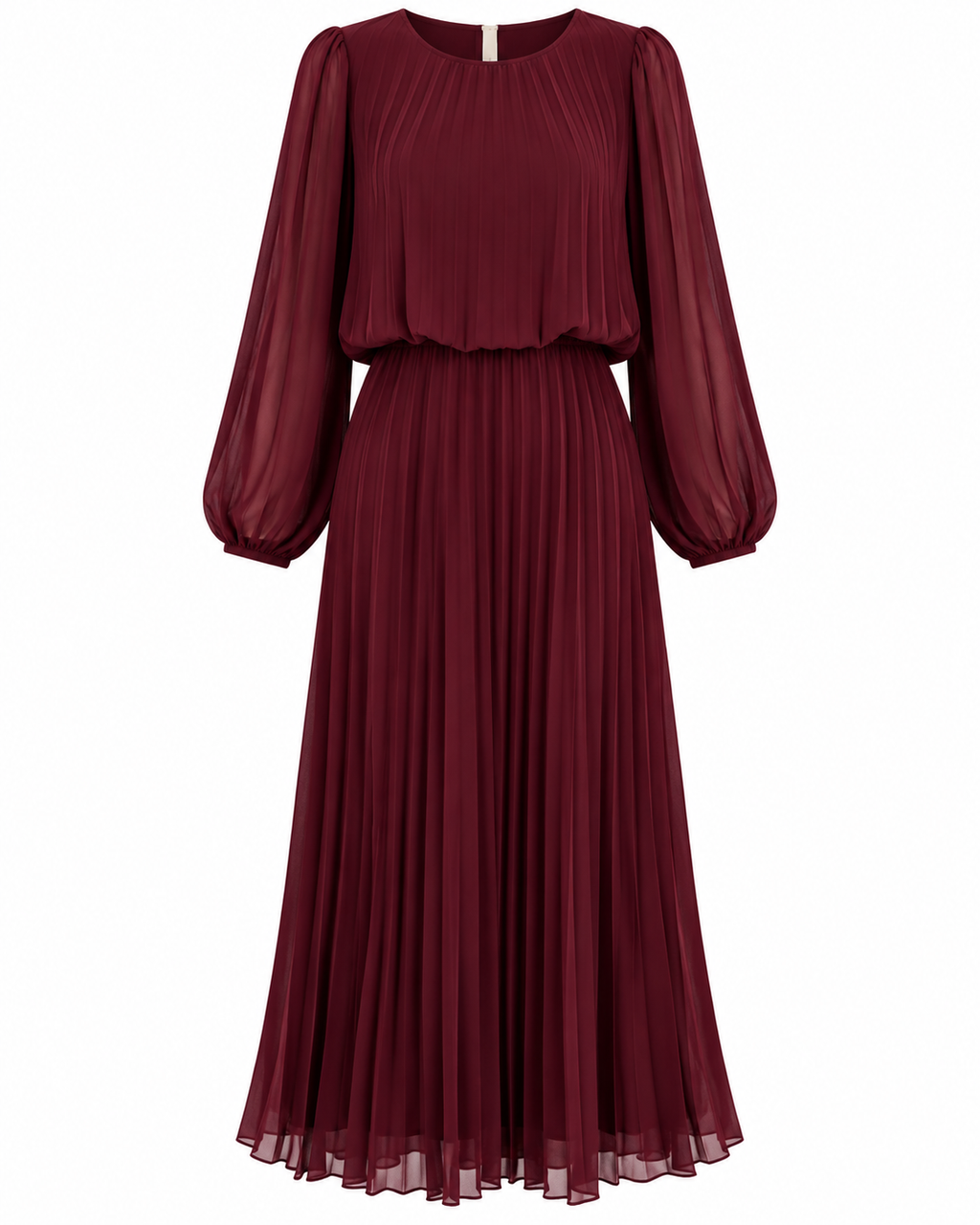 Eivor Plisserad Klänning Dam Vinröd Bordo| Smilebutiken - Caramelle Fashion