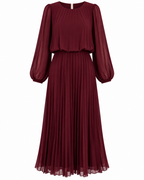 Eivor Plisserad Klänning Dam Vinröd Bordo| Smilebutiken - Caramelle Fashion