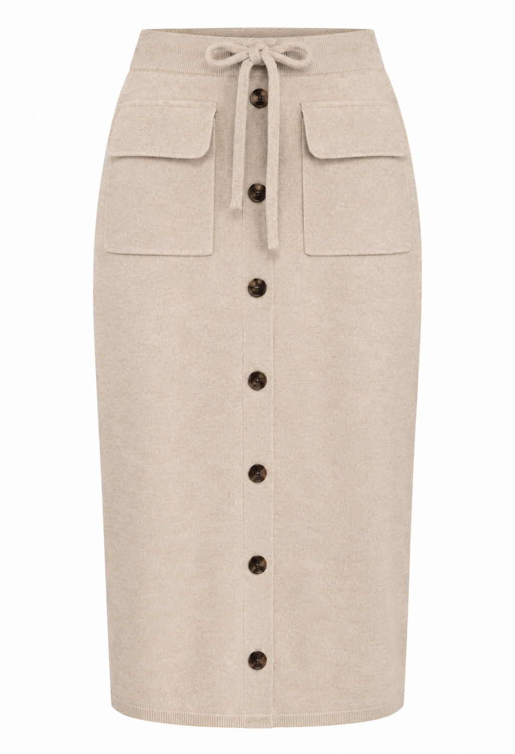 Elise Stickad Midilång Kjol Dam Beige | Smilebutiken - Chica London