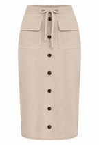 Elise Stickad Midilång Kjol Dam Beige | Smilebutiken - Chica London