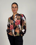 Elly Mönstrad Blus Dam Svart | Smilebutiken - Camicia