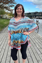 Angelina V-Neck Beach Tunic Women's Blue EMERAUDE