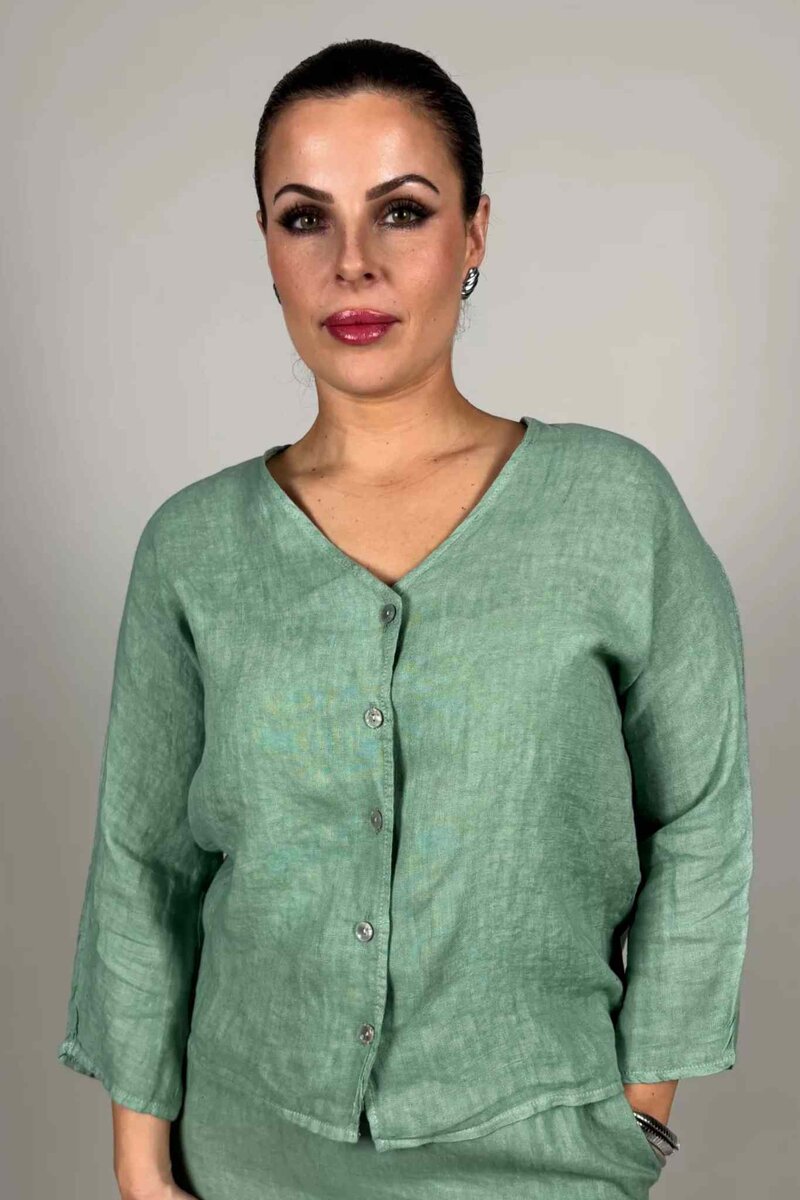 Ester Linen Blouse Women Light Green | Smilebutiken - Camicia