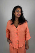 Ester Linen Blouse Women's Orange | Smilebutiken - Shirt