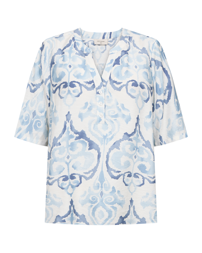 Esvespa Blus Dam Chambray Blue W Star Off-White | Smilebutiken - Freequent