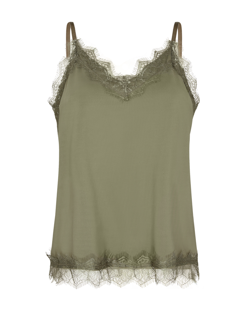 Bicco Lace Linen Top Women Deep Lichen Green Freequent