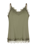 Bicco Lace Linen Top Women Deep Lichen Green Freequent