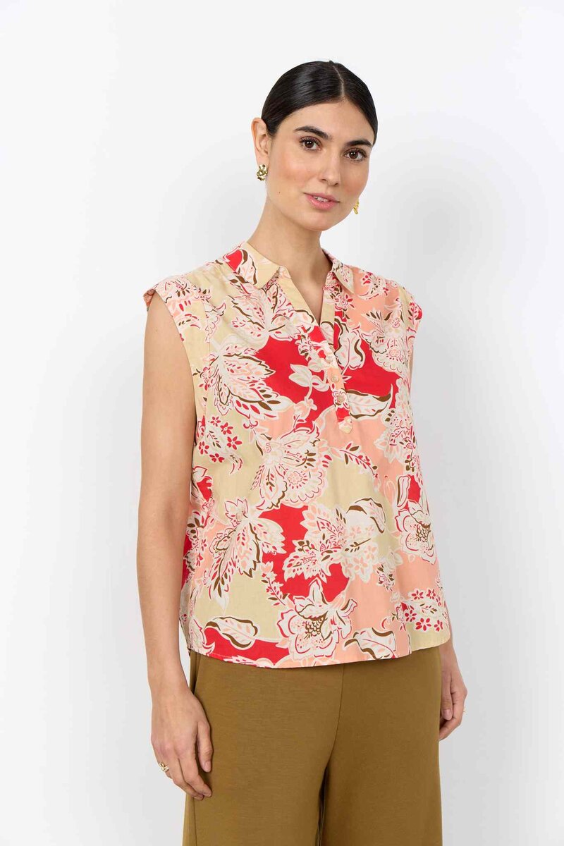 Faldine 1 Ärmlös Blus Dam Bittersweet Combi | Smilebutiken - Soyaconcept
