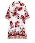 Florielle Long Tunic Women Red Flower Marta du Chateau | Smilebutiken - Marta du Chateau