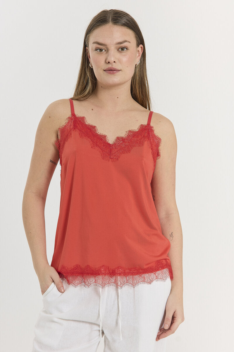 Bicco Lace Linen Top Women Bittersweet Freequent