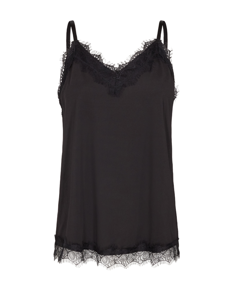 Bicco Lace Linen Top Women Black Freequent