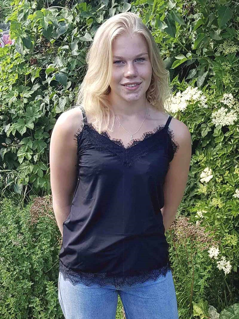Bicco Lace Linen Top Women Black Freequent