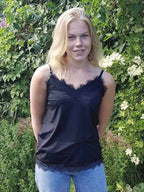 Bicco Lace Linen Top Women Black Freequent