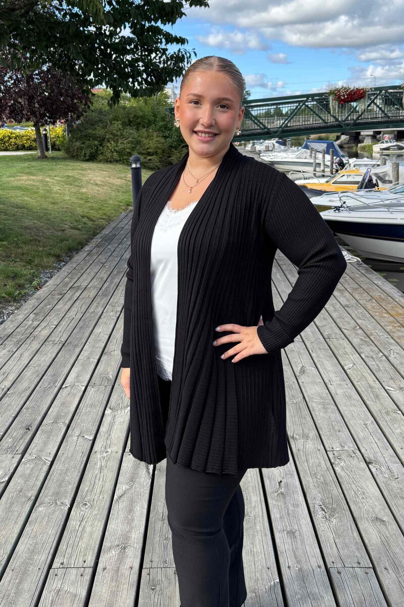 Claudisse Long Cardigan Dam Black - Freequent