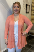 Claudisse Long Cardigan Women Burnt Coral Melange Freequent
