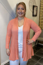 Claudisse Long Cardigan Women Burnt Coral Melange Freequent