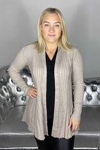 Claudisse Long Cardigan Dam Mushroom Melange - Freequent