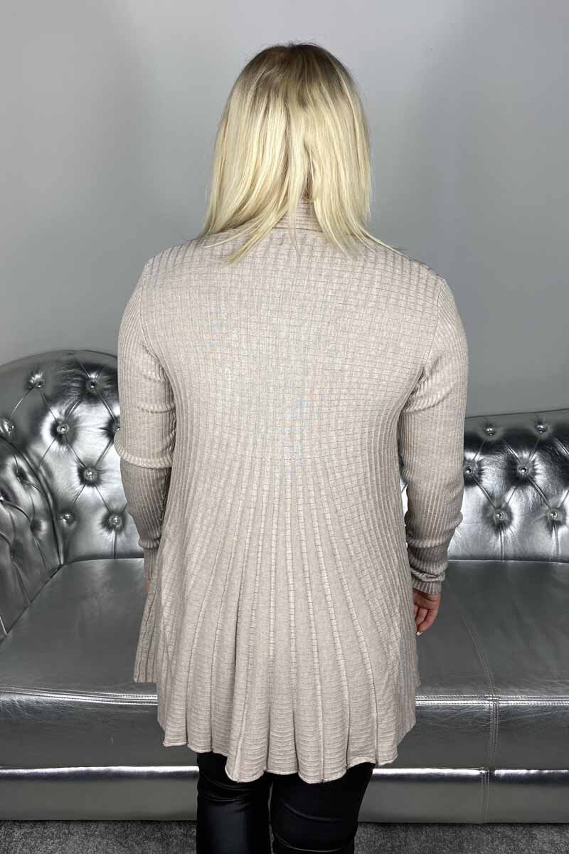 Claudisse Long Cardigan Dam Mushroom Melange - Freequent