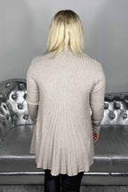 Claudisse Long Cardigan Dam Mushroom Melange - Freequent