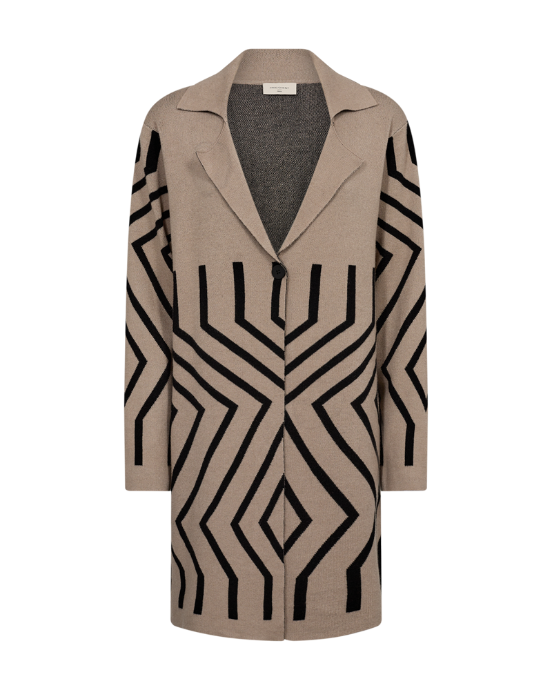Claura Cardigan Ladies Simply Taupe W Black Freequent