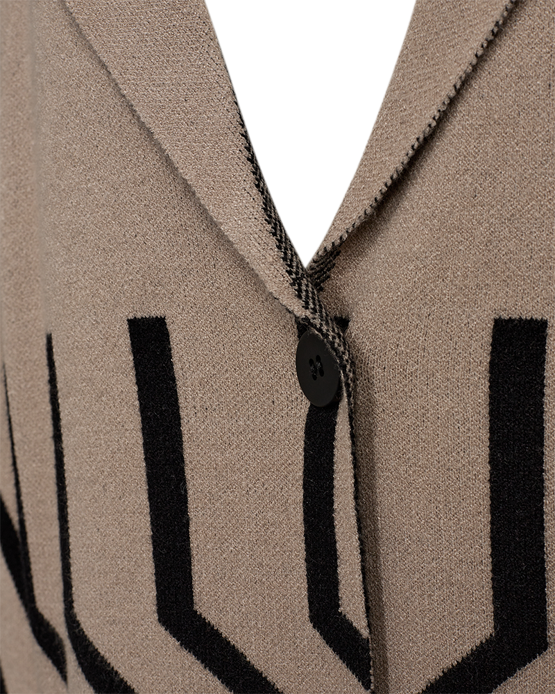 Claura Cardigan Ladies Simply Taupe W Black Freequent