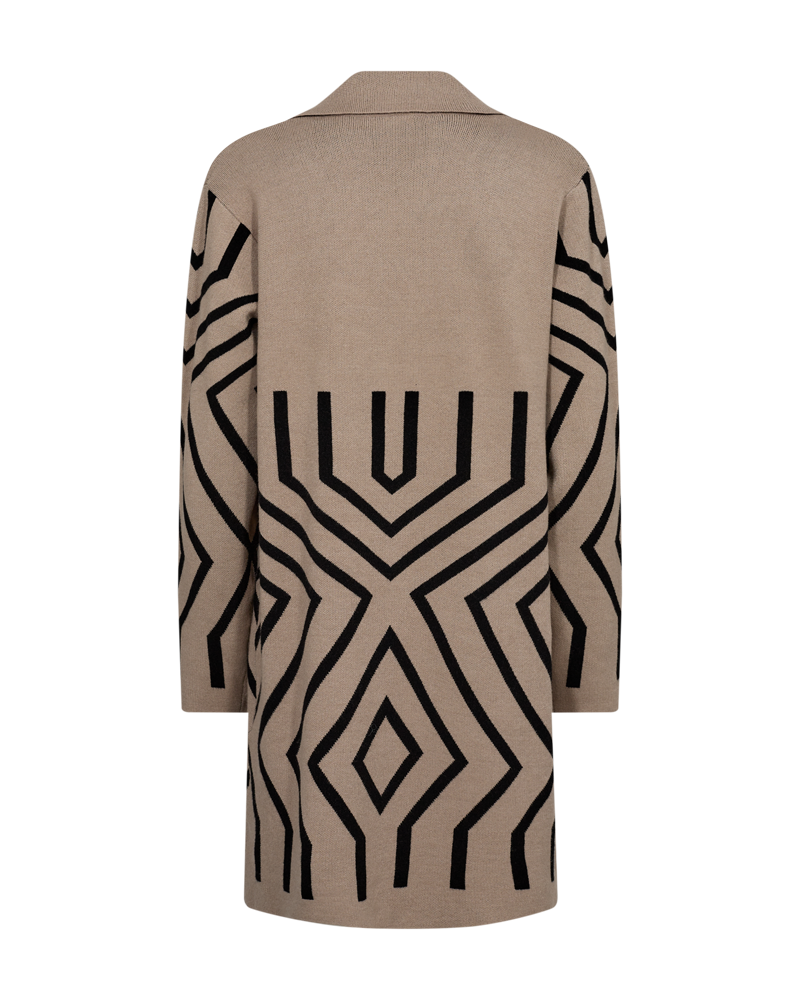 Claura Cardigan Ladies Simply Taupe W Black Freequent
