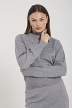 Claura Pullover Polo Dam Medium Grey Freequent