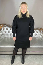 Faula Stickad Klänning Dam Black - Freequent