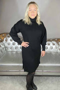 Faula Stickad Klänning Dam Black - Freequent