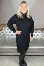 Faula Stickad Klänning Dam Black - Freequent