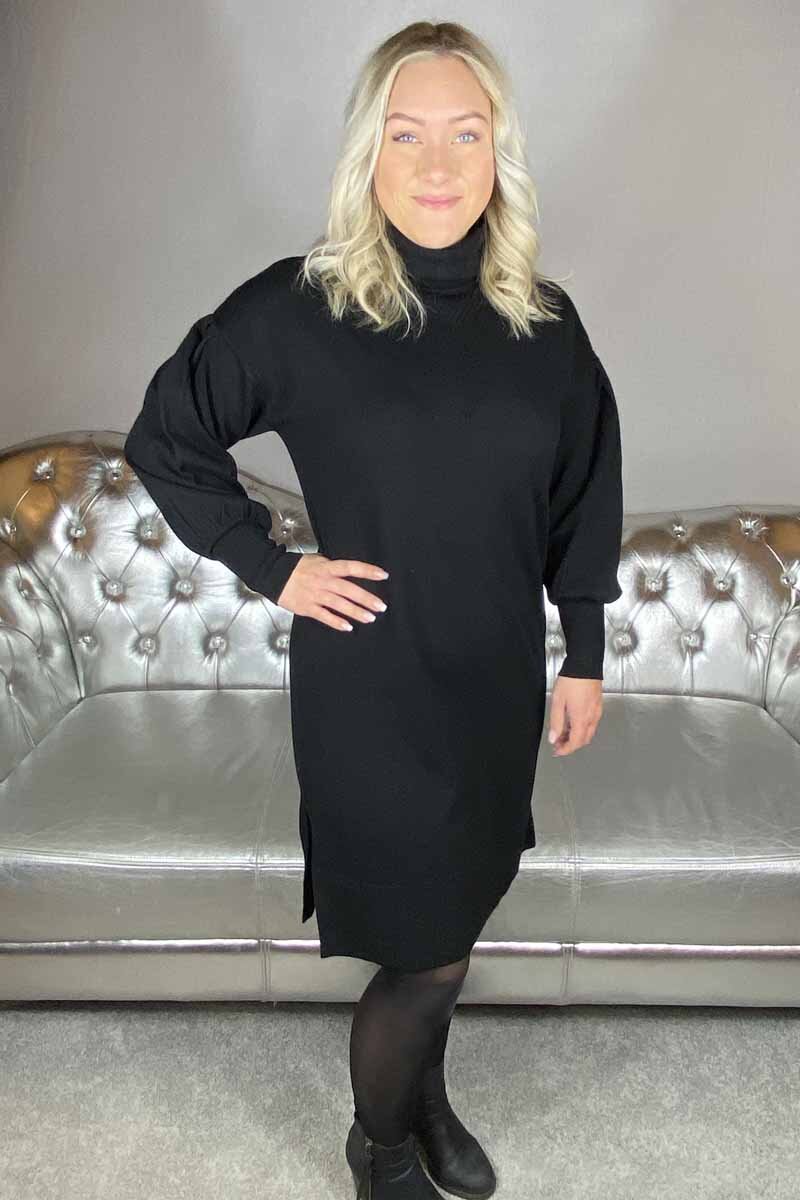 Faula Stickad Klänning Dam Black - Freequent