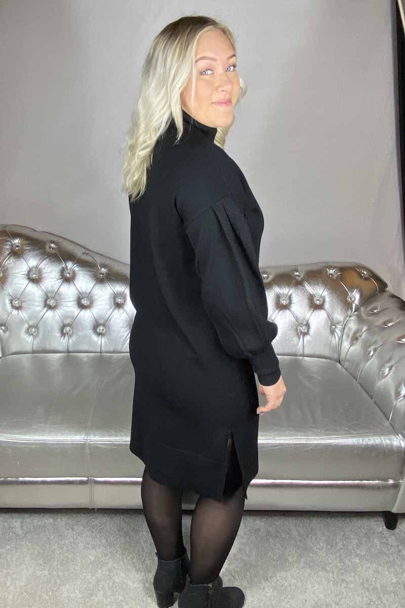 Faula Stickad Klänning Dam Black - Freequent