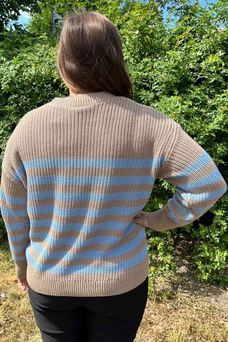Iben Pullover Dam Desert Taupe w. Chambray Blue Freequent