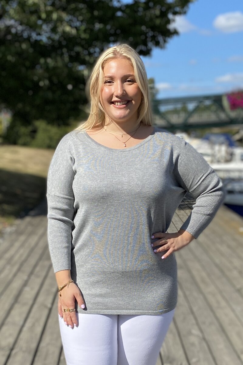 Jone PU Tröja Dam Medium Grey Melange Freequent