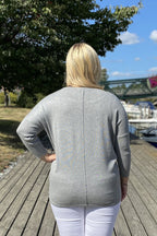 Jone PU Tröja Dam Medium Grey Melange Freequent