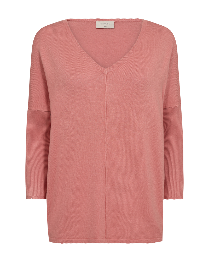 Jone Scallop V-Neck Sweater Women Burnt Coral Freequent