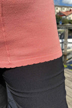 Jone Scallop V-Neck Sweater Women Burnt Coral Freequent