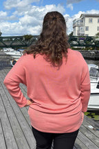 Jone Scallop V-Neck Sweater Women Burnt Coral Freequent