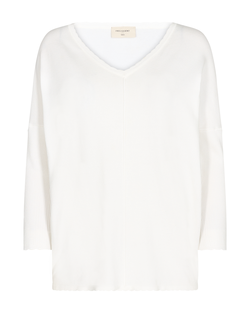 Jone Scallop V-Ringad Tröja Dam Off White Freequent