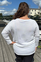 Jone Scallop V-Ringad Tröja Dam Off White Freequent