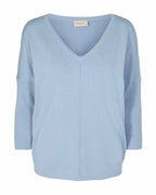 Jone V-Neck Sweater Women Chambray Blue - Freequent