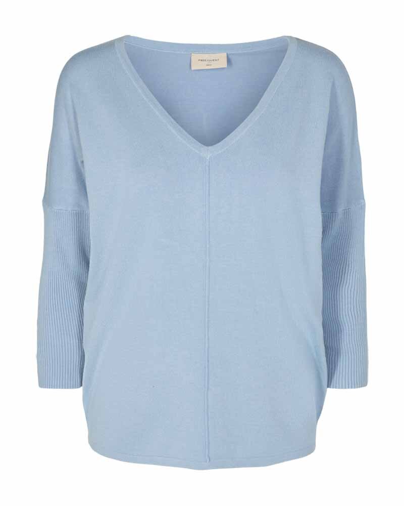 Jone V-Neck Sweater Women Chambray Blue - Freequent