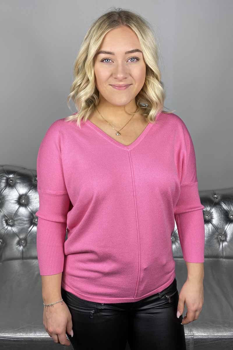 Jone V-Neck Sweater Women Aurora Pink - Freequent