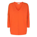 Freequent Jone V-Neck Sweater Women Flame - Freequent