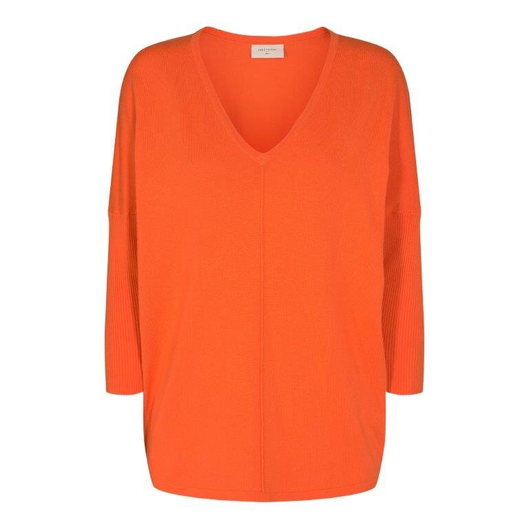 Freequent Jone V-Neck Sweater Women Flame - Freequent