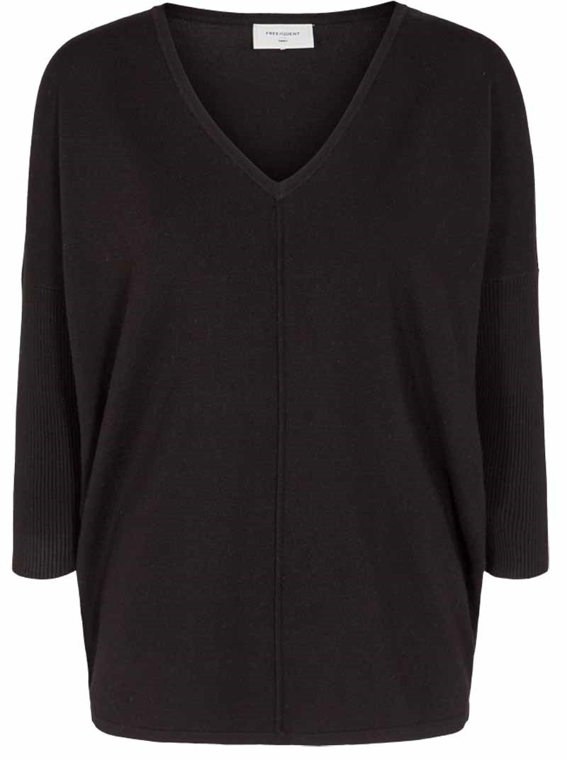 Freequent Jone V-Neck Sweater Women Black - Freequent