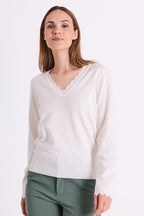 Katie Scallop Pullover Dam Star Off White Freequent
